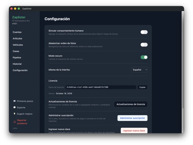 <strong>Configuracion</strong> de la App -- Ajustes y Opciones